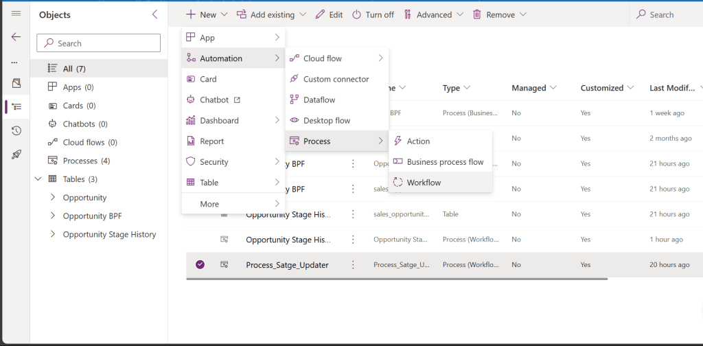 Add Workflow in PowerApps