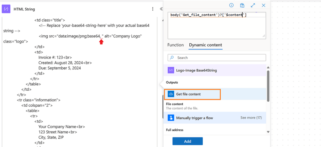 Add Image In PDF using HTML with Power Automate