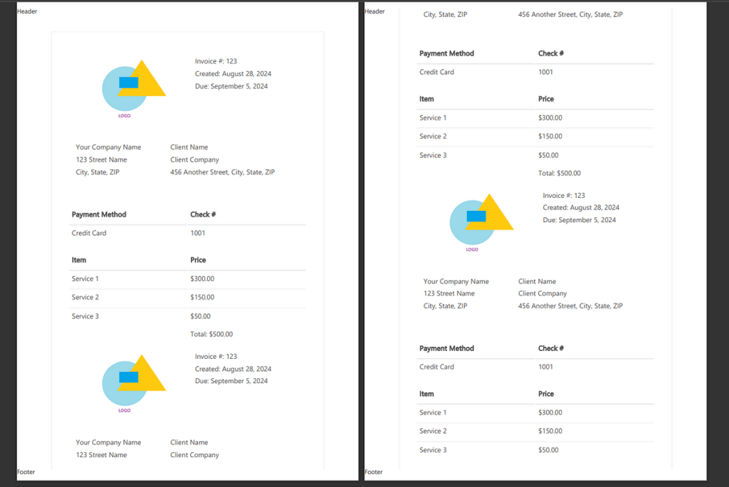 Added Header, Footer in PDF using HTML and Power Automate